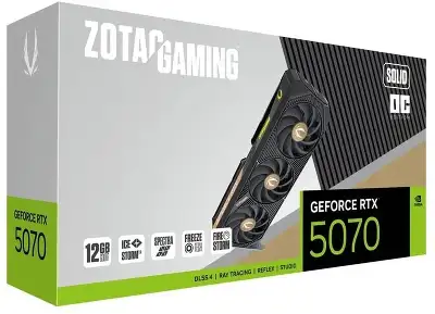 Видеокарта Zotac PCI-E 5.0 RTX 5070 SOLID OC NVIDIA GeForce RTX 5070 12Gb 192bit GDDR7 2542/28000 HDMIx1 DPx3 HDCP Ret