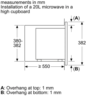 Serie 2, Встраиваемая микроволновая печь, черный, LED-дисплей, микроволны до 800 Вт, 5 ступеней мощности микроволн, поворотный переключатель, 7 автоматических программ, память на одну пользовательскую программу, многофункциональные часы, рабочая камера об