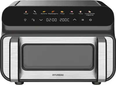 Аэрогриль Hyundai HYF-9080 2000Вт черный/серебристый