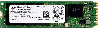Твердотельный накопитель Micron 5300PRO 240GB SATA M.2(22x80mm) 3D TLC R540/W310MB/s MTTF 3М 67000/40000 IOPS 657TBW SSD Enterprise Solid State Drive, 1 year, OEM
