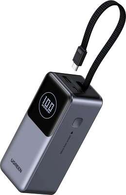Внешний аккумулятор со встроенным кабелем UGREEN PB723 (55365B) 130W Power Bank 20000 mAh with Built-in Cable. Цвет: серый космос