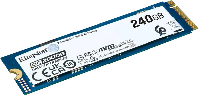 Твердотельный накопитель/ Kingston SSD DC2000B 240GB, M.2 22x80mm, NVMe, PCIe Gen 4x4, 3D TLC, R/W 4500/400MB/s, IOPs 260 000/18 000, TBW 175, DWPD 0.4 (12 мес)