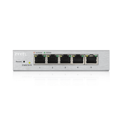 Коммутатор Smart L2 коммутатор Zyxel GS1200-5, 5xGE, настольный, бесшумный, с поддержкой VLAN, IGMP, QoS и Link Aggregation
