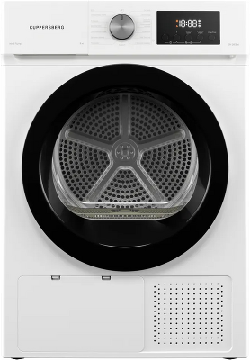 Сушильная машина Kuppersberg/ Сушильная машина Kuppersberg, High-Tech, загрузка 8 кг, 15 программ, тепловой насос, электронное кнопочное управление, корзина для сушки, блокировка от детей, энергоэффективность А++, цвет белый