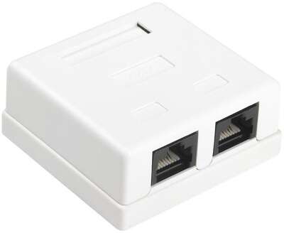 Аксессуары Розетка компьютерная Hyperline SB1-2-8P8C-C6-WH Розетка компьютерная RJ-45(8P8C), кат 6, двойная, внешняя, Dual IDC