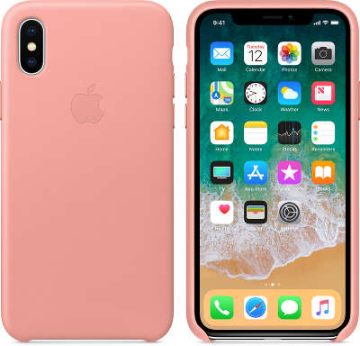 Кожаный чехол для iPhone X Apple Leather Case, Soft Pink [MRGH2ZM/A]