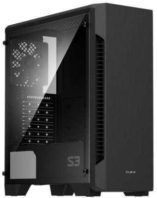 Корпус ZALMAN MidTower S3 black (ATX, без БП, 2xUSB2.0+USB3.2, 1х120mm ) (Zalman S3)