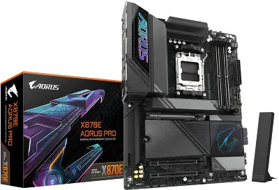 Материнская плата GIGABYTE X870E AORUS PRO, AM5, X870, 4*DDR5, 4*SATA, 4*M.2, 7*USB 3.2, 2*USB 2.0, 2*Type-C, 3*PCIx16, HDMI, ATX