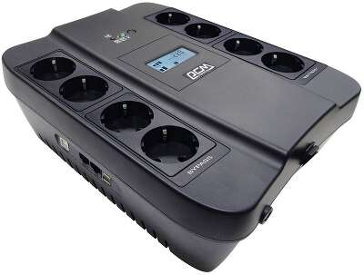PowerCom Spider SPD-1100U LCD USB ИБП {Line-Interactive, 1100VA / 605W, 8xEURO: 4 с резервным питанием, 4 с фильтрацией, USB/USB-порт зарядки 2.4 А} (1452054)