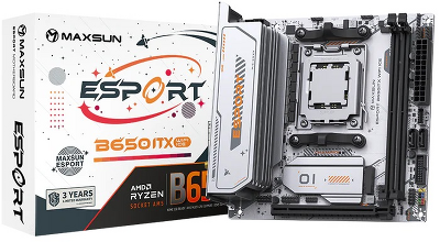 Материнская плата MAXSUN MS-eSport B650ITX WIFI ICE, AM5, B650, 2*DDR5, 2*SATA 3.0, 2*M.2, USB 3.2, USB 2.0, Type-C, 1*PCIE 16, 1*PCIE 1, HDMI+DP, ITX