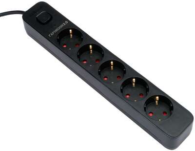Сетевой фильтр Гарнизон EPS-5-B-2 черный, 5 розеток, 10А, кабель 2м, ур.защиты 2+, пакет