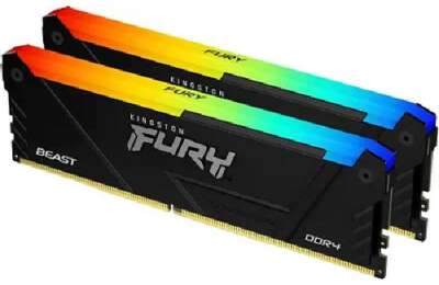 Kingston DDR4 DIMM 2x16GB 3200MHz  KF432C16BB2AK2/32 Fury Beast RGB RTL Gaming PC4-25600 CL16 288-pin 1.35В kit single rank с радиатором Ret