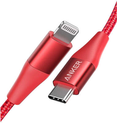 Кабель Anker PowerLine+ II USB-C to Lightning Cable, 1.8 м, кевлар, красный [A8653H91]