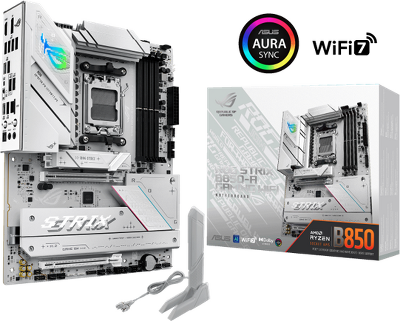 Материнская плата ASUS ROG STRIX B850-A GAMING WIFI, AM5, B850, 4*DDR5, 2*SATA, 4*M.2, 6*USB 3.2, 2*USB 2.0, Type-C, 2*PCIx16, 1*PCIx1, DP+HDMI, ATX; 90MB1J50-M0EAY0