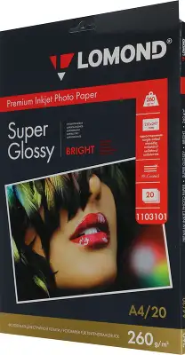 Фотобумага Lomond 1103101 A4/260г/м2/20л./белый высокоглянцевое для струйной печати