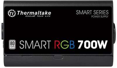 Блок питания Thermaltake ATX 700W Smart RGB 700 80+ white (20+4pin) APFC 120mm fan color LED 6xSATA RTL