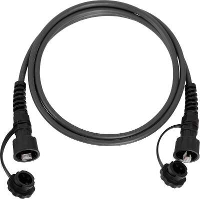 Индустриальный коммутационный шнур NIKOMAX U/UTP 4 пары, Кат.6 (Класс E), 250МГц, 2хRJ45/8P8C, T568B, многожильный, BC (чистая медь), 24AWG (7х0,195мм), IP67, с защитными крышками, PUR, черный, 5м