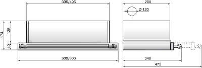 Вытяжка встраиваемая Интегра 50П-400-В2Л антрацит/рейлинг бронза ELIKOR