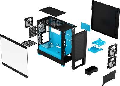 Корпус Fractal Design Pop Air RGB Cyan, черный/голубой, ATX, Без БП (FD-C-POR1A-02)