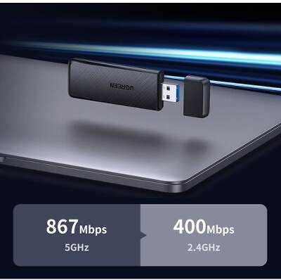 Адаптер двухдиапазонный UGREEN CM492 (50340) AC1300 Wireless Network Adapter. черный