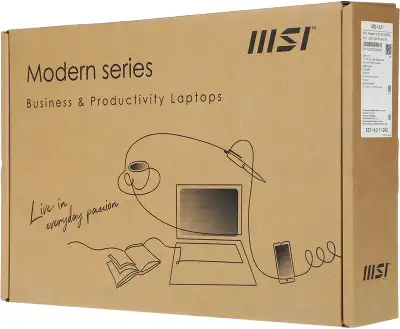 Ноутбук MSI Modern 14 C12M-240XRU Core i5 1235U 8Gb SSD512Gb Intel Iris Xe graphics 14" IPS FHD (1920x1080) FreeDOS silver WiFi BT Cam (9S7-14J111-240)