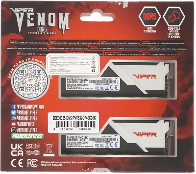 Набор памяти DDR5 DIMM 2*16384Mb DDR7400 Patriot Memory Viper Venom (PVV532G740C36K)