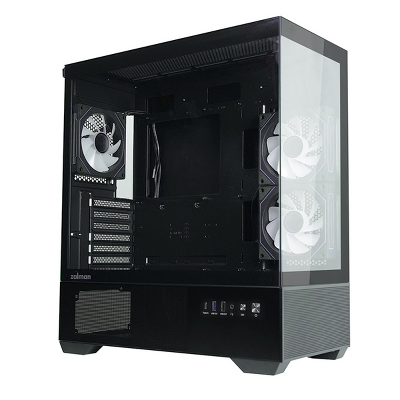 корпус ZALMAN CHRONIX, ATX, BLACK, WINDOW, 1xCombo (3.5’’ or 2.5’’), 1x3.5’’HDD, 2x2.5’’SSD, 1xUSB2.0, 1xUSB3.0, 1xUSB Type-C, SIDE 2x120mm ARGB, REAR 1x120mm ARGB