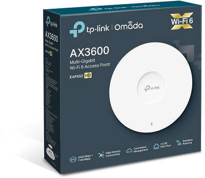 Точка доступа TP-LINK EAP660 HD, LAN: 1x2.5 Гбит/с, 802.11a/b/g/n/ac/ax, 2.4 / 5 ГГц, до 3.55 Гбит/с