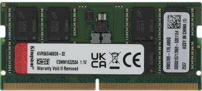 Kingston DDR5 SODIMM 32GB 5600MT/s  Non-ECC CL46  2Rx8 KVR56S46BD8-32
