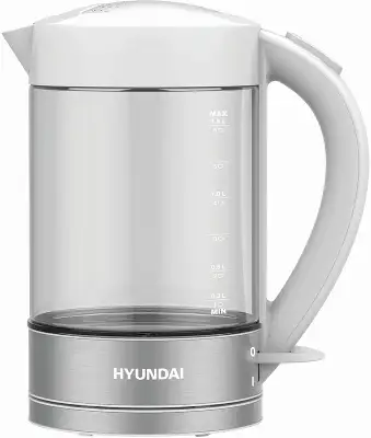 Чайник электрический Hyundai HYK-G9990 1.5л. 2000Вт белый/серебристый корпус: стекло
