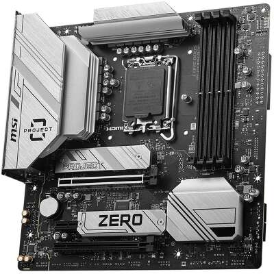 Материнская плата MSI B760M PROJECT ZERO B760, LGA1700, 4*DDR5, 2*PCIEx16, 1*PCIEx1, 2*M.2, 2*TypeC, 3*USB3.2Gen2, 2*USB3.2Gen1, 8*USB2.0, 4*SATA3.0, 2.5G, DP, HDMI, M-ATX, RTL