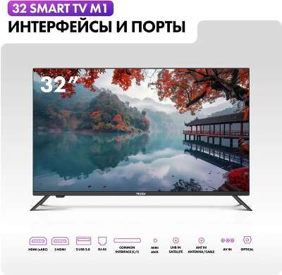 32" Телевизор HAIER Smart TV M1, HD, черный, СМАРТ ТВ, Android TV [DH1U6HD05RU]