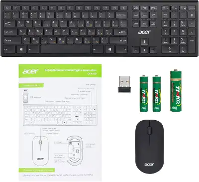 Клавиатура + мышь Acer OKR030 клав:черный мышь:черный USB беспроводная slim Multimedia (ZL.KBDEE.005)