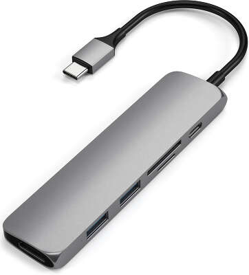 Адаптер Satechi USB-C Slim Multiport Adapter V2, Space Grey [ST-SCMA2M]
