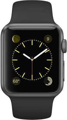 Часы Apple Watch Sport 38 мм (чёрный алюминий, чёрный спортивный ремешок) [MJ2X2RU/A]