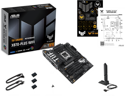 Материнская плата ASUS TUF GAMING X870-PLUS WIFI, AM5, X870, 4*DDR5, 2*SATA, 4*M.2, 1*USB 2.0, 7*USB 3.2, 2*USB4, 2*Type-C, 3*PCIx16, HDMI, ATX; 90MB1IU0-M0EAY0