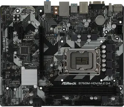 Материнская плата Asrock B760M-HDV/M.2 D4 Soc-1700 Intel B760 2xDDR4 mATX AC`97 8ch(7.1) GbLAN RAID+VGA+HDMI+DP