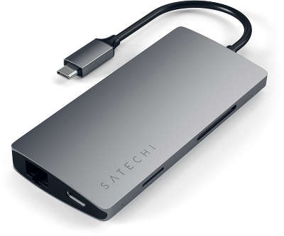 Адаптер Satechi USB-C Aluminum Multi-Port Adapter 4K with Ethernet V2, Space Gray [ST-TCMA2M]