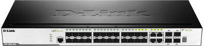 Коммутатор D-Link PROJ Управляемый L2 стекируемый коммутатор, 20x1000Base-X SFP, 4x10GBase-X SFP+, 4xCombo 1000Base-T/SFP, защита от статического электричества до 6 кВ, CLI, консольный порт RJ-45, RPS