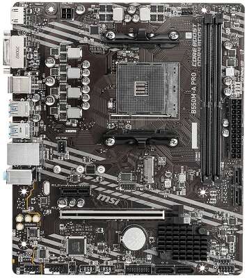 Материнская плата MSI B550M-A PRO B550, AM4, 2*DDR4, 1*PCIEx16, 1*PCIEx1, 1*M.2, 6*USB3.2Gen1, 6*USB2.0, 4*SATA3.0, 1G, DVI, HDMI, M-ATX, RTL