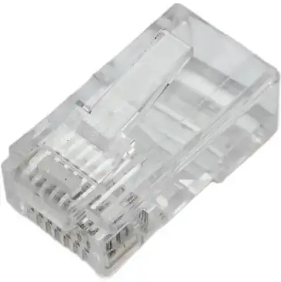 Коннектор NETLAN RJ45/8P8C под витую пару, Кат.5e (Класс D), 100МГц, покрытие 3мкд, универсальные ножи, для проводников 0,47-0,51мм, неэкранированный, уп-ка 100шт.