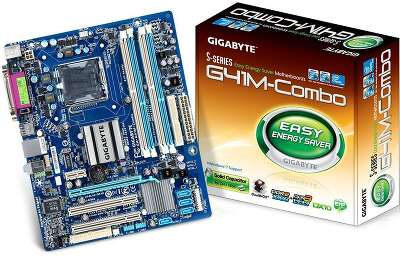 Материнская плата Gigabyte GA-G41M-COMBO-GQ, Socket 775, Intel®G41+ICH7, 2xDDR3-1066+2xDDR2-1066, D-SUB, 1xPCI-Ex16, 1xPCI-Ex1, 2xPCI, 4xSATA2, 1xIDE, 6 Ch Audio, GLan, (4+4)xUSB2.0, COM, LPT, 2xPS/2, mATX, BOX {10}