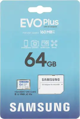 Флеш карта microSDXC 64GB Samsung MB-MC64SA EVO Plus + adapter
