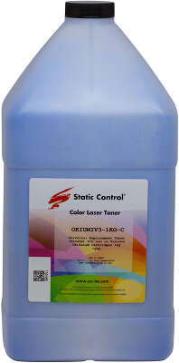 Тонер Static Control Универсальный для Oki C310/C3300/C610/C5500/C810/C8800, C, 1 кг, флакон