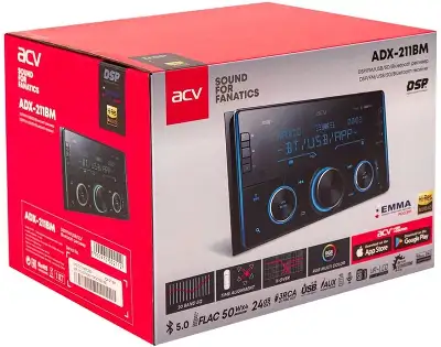 Автомагнитола ACV ADX-211BM 2DIN 4x50Вт v5.0 DSP 3 ПДУ (40189)
