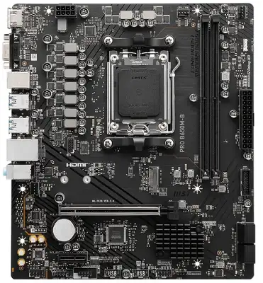 Материнская плата/ MB MSI AMD B650 sAM5, 2xDDR5(128GB), D-SUB/HDMI 2.1, 1xPCIe 4.0x16, 1xPCIe 3.0, 1xLAN (2.5GbE), 4xSATA 6Gb/s, 1xM.2, 4xUSB 3.2, 2xUSB 2.0, 2xPS/2, mATX