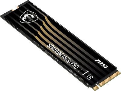 MSI SSD SPATIUM M480 Pro, 1000GB, M.2(22x80mm), NVMe, PCIe 4.0 x4, 3D TLC, R/W 7400/6000, IOPs 750 000/1 000 000, DRAM buffer 1024MB, TBW 700, DWPD 0.38 (5 лет)