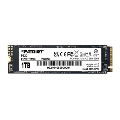 твёрдотельный накопитель Patriot SSD P320 1TB M.2 2280 NVMe PCIe 3.0 x4 R3000/W2200 TBW 480TB 3D NAND