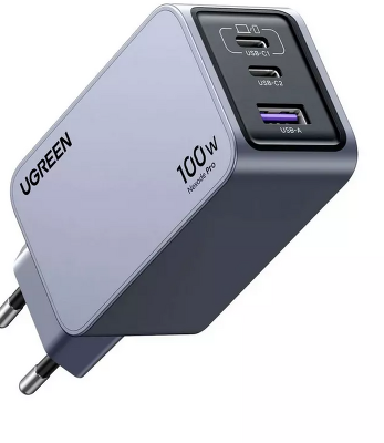Зарядное устройство UGREEN X757 (25874) Nexode Pro 100W USB-A+2*USB-C GaN Fast Charger EU с кабелем 1.5M 100W