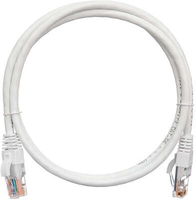 Коммутационный шнур NIKOMAX U/UTP 4 пары, Кат.5е (Класс D), 100МГц, 2хRJ45/8P8C, T568B, заливной, с защитой защелки, многожильный, BC (чистая медь), 24AWG (7х0,205мм), полимерный материал, исполнение кабельного изделия нг(А)-HF, белый, 1м